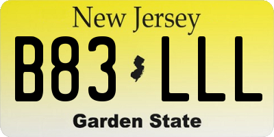 NJ license plate B83LLL