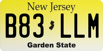NJ license plate B83LLM