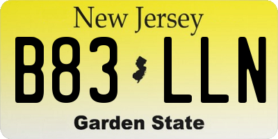 NJ license plate B83LLN