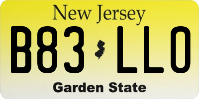 NJ license plate B83LLO
