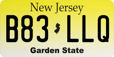 NJ license plate B83LLQ