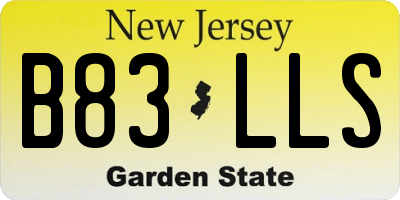 NJ license plate B83LLS