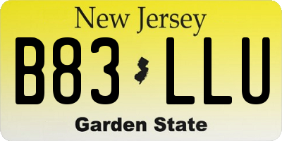 NJ license plate B83LLU