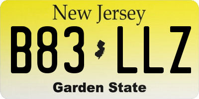 NJ license plate B83LLZ