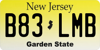 NJ license plate B83LMB