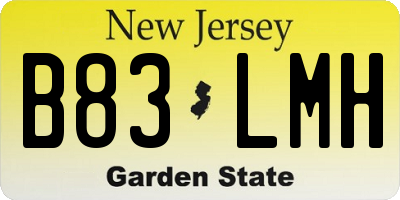NJ license plate B83LMH