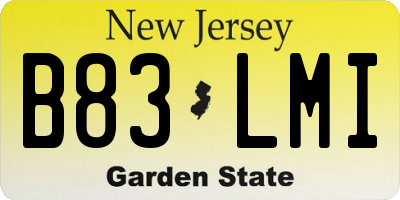 NJ license plate B83LMI