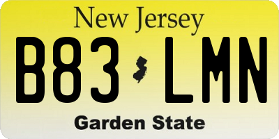 NJ license plate B83LMN