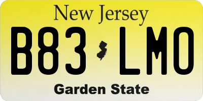 NJ license plate B83LMO