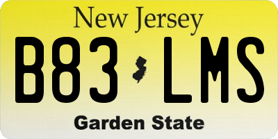NJ license plate B83LMS