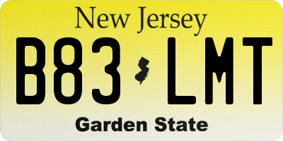 NJ license plate B83LMT