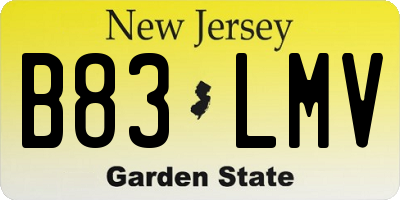 NJ license plate B83LMV