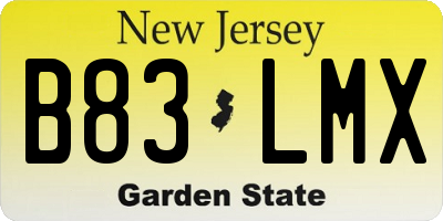 NJ license plate B83LMX
