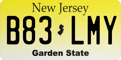 NJ license plate B83LMY