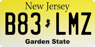 NJ license plate B83LMZ