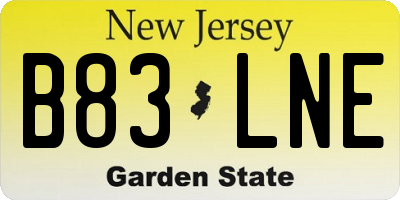 NJ license plate B83LNE