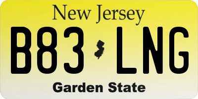 NJ license plate B83LNG