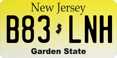 NJ license plate B83LNH
