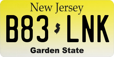 NJ license plate B83LNK