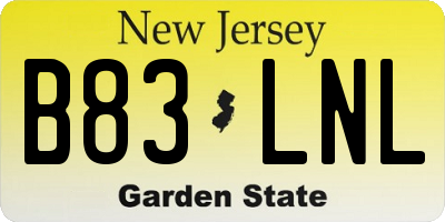 NJ license plate B83LNL