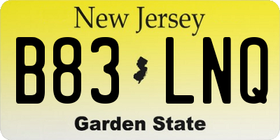 NJ license plate B83LNQ