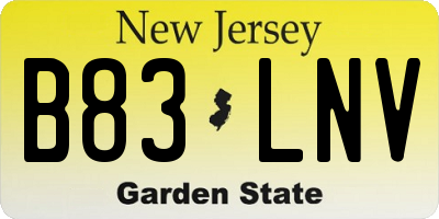 NJ license plate B83LNV