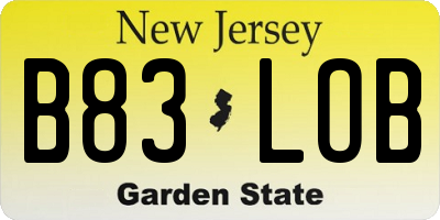 NJ license plate B83LOB