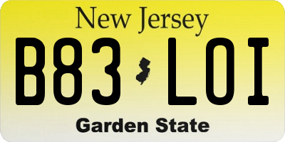 NJ license plate B83LOI