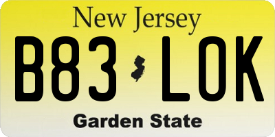 NJ license plate B83LOK