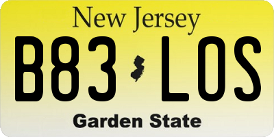 NJ license plate B83LOS
