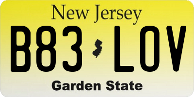NJ license plate B83LOV