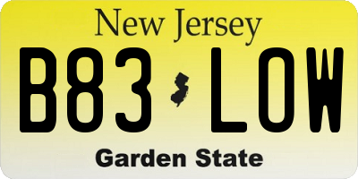 NJ license plate B83LOW