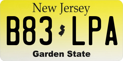 NJ license plate B83LPA
