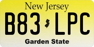 NJ license plate B83LPC
