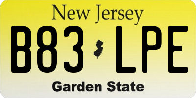 NJ license plate B83LPE