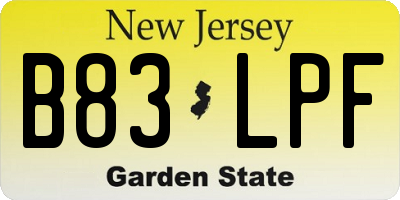 NJ license plate B83LPF