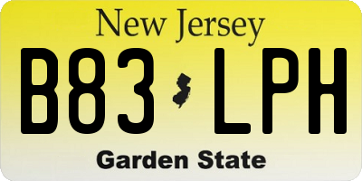 NJ license plate B83LPH