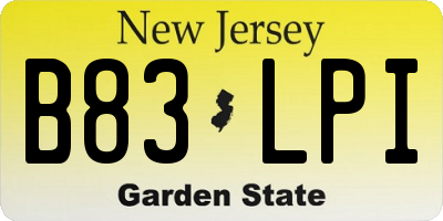 NJ license plate B83LPI