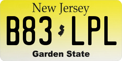 NJ license plate B83LPL
