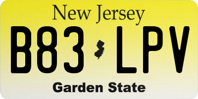 NJ license plate B83LPV