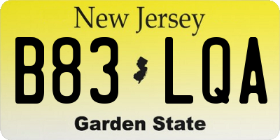 NJ license plate B83LQA