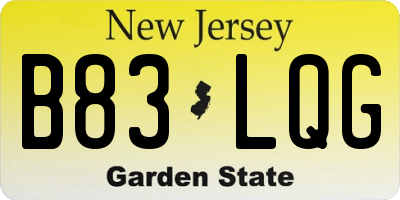NJ license plate B83LQG