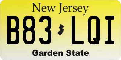 NJ license plate B83LQI