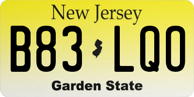NJ license plate B83LQO