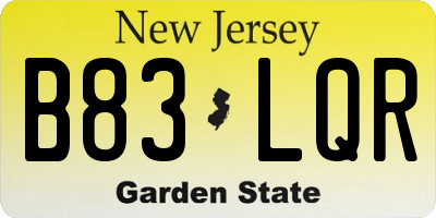 NJ license plate B83LQR