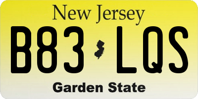 NJ license plate B83LQS