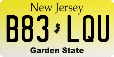 NJ license plate B83LQU