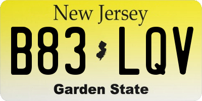 NJ license plate B83LQV