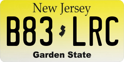 NJ license plate B83LRC