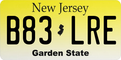 NJ license plate B83LRE